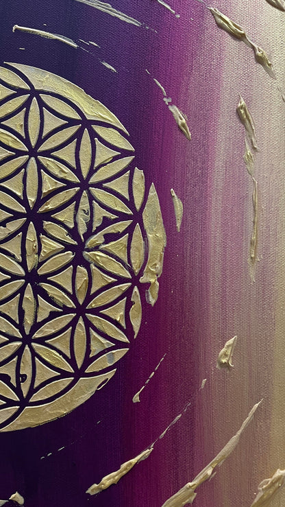 Energiebild Blumes des Lebens - Gemälde | handgemalt auf Leinwand 40x40 cm | modernes, individuelles Unikat