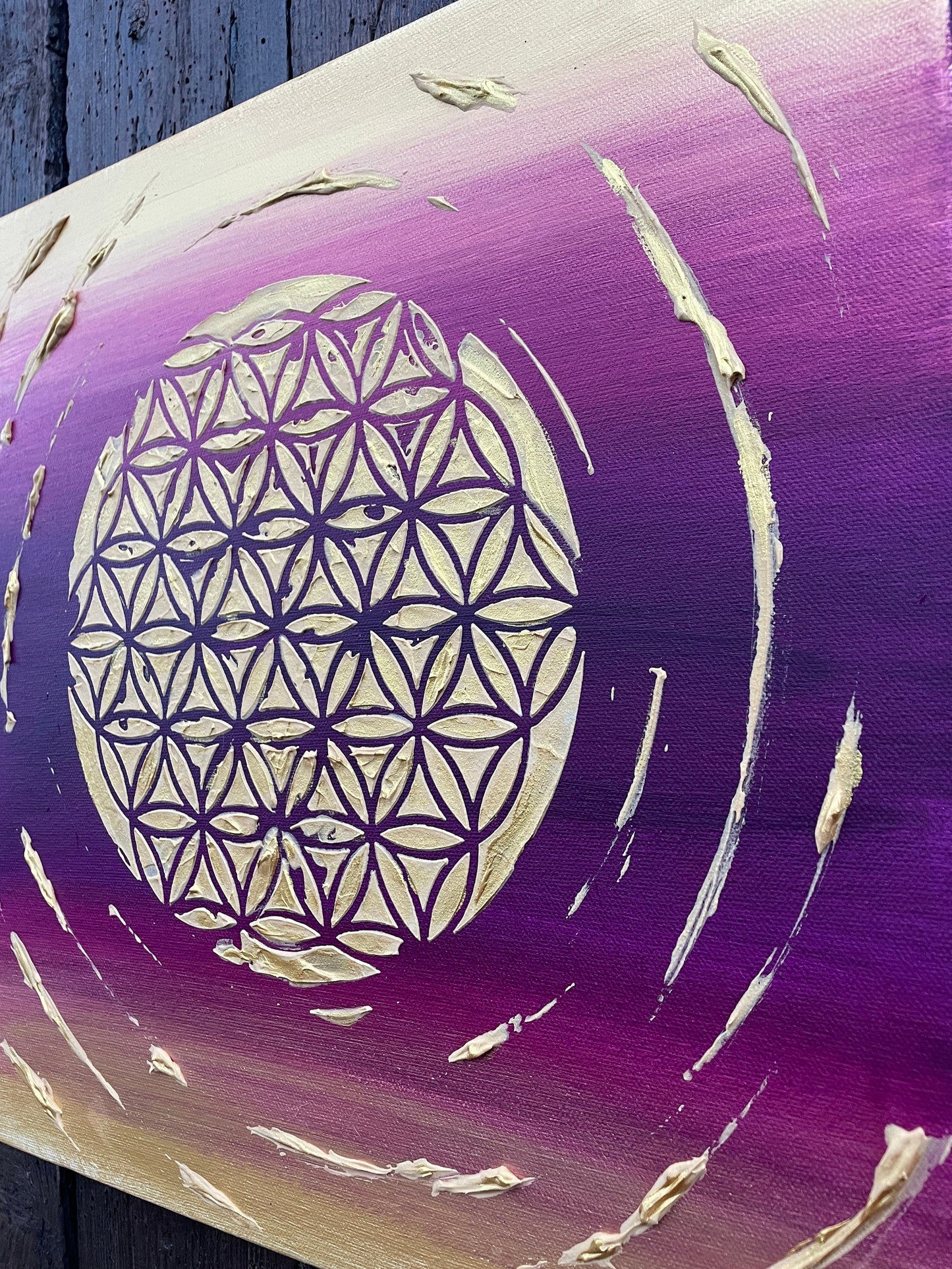 Energiebild Blumes des Lebens - Gemälde | handgemalt auf Leinwand 40x40 cm | modernes, individuelles Unikat