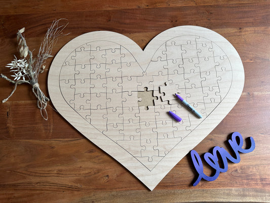 Herzpuzzle aus Holz, Hochzeit, Gästebuch