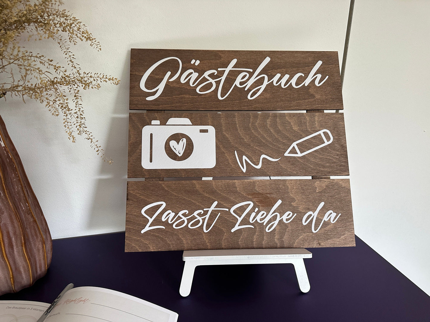 Gästebuch Schild XXL inkl Aufsteller | Wegweiser | Fotobox | Hochzeitsdeko | Accessoire | Candybar