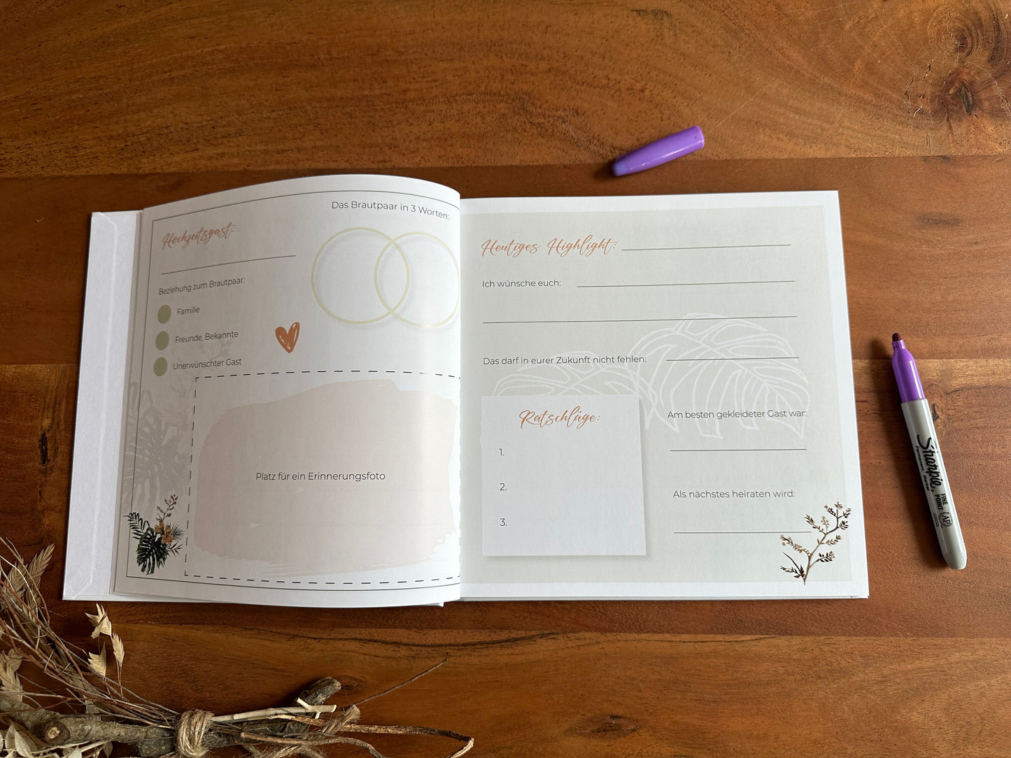 Hochzeitsgästebuch,  personalisiert, Hochzeitsalbum, Hochzeitsfotoalbum für alle Sofortfotos, Hochzeitsbuch, Geschenkidee Hochzeit