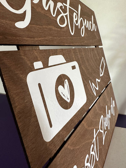 Gästebuch Schild XXL inkl Aufsteller | Wegweiser | Fotobox | Hochzeitsdeko | Accessoire | Candybar