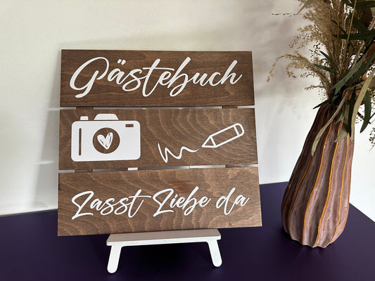 Gästebuch Schild XXL inkl Aufsteller | Wegweiser | Fotobox | Hochzeitsdeko | Accessoire | Candybar