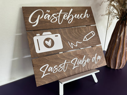 Gästebuch Schild XXL inkl Aufsteller | Wegweiser | Fotobox | Hochzeitsdeko | Accessoire | Candybar