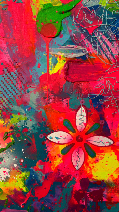 Abstraktes Acryl-Gemälde | handgemalt auf Leinwand 100x100 cm | modernes, individuelles Geschenk | Unikat
