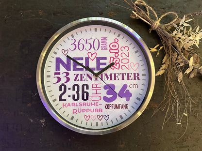 Personaliserte Kinderzimmeruhr Lernuhr Wanduhr fürs Kinderzimmer Geschenk zur Geburt Einschulung oder Geburtstag