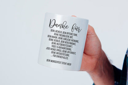 Tasse mit Spruch "Danke für..." Kaffeetasse | Kaffeebecher | Valentinstag | Liebe