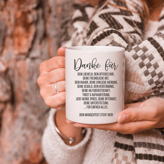 Tasse mit Spruch "Danke für..." Kaffeetasse | Kaffeebecher | Valentinstag | Liebe