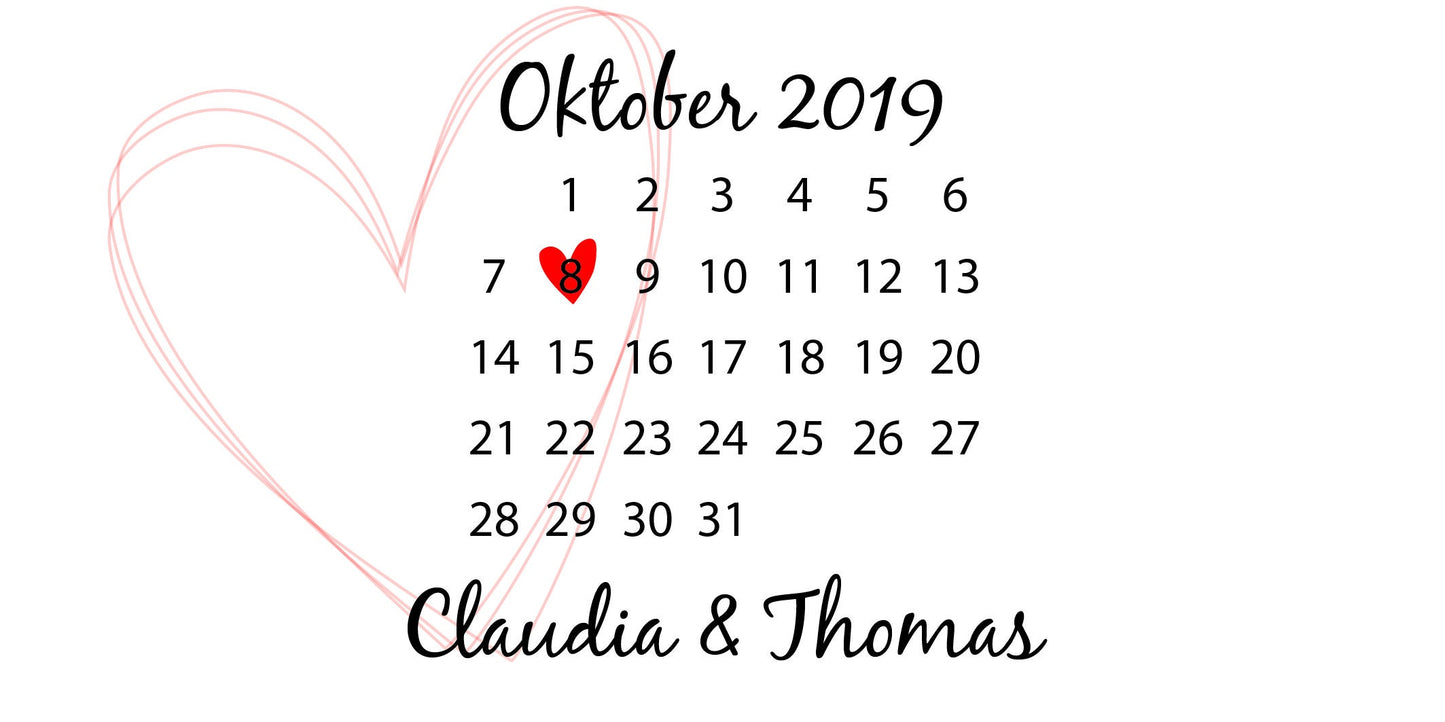 Valentinstagsgeschenk | Tasse mit Jahrestag  | Kalender | Partnertasse | Geschenk Mann Frau Freundin | Tasse mit Datum | Liebe