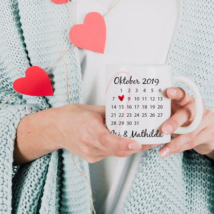 Valentinstagsgeschenk | Tasse mit Jahrestag  | Kalender | Partnertasse | Geschenk Mann Frau Freundin | Tasse mit Datum | Liebe