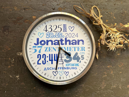 Personaliserte Kinderzimmeruhr Lernuhr Wanduhr fürs Kinderzimmer Geschenk zur Geburt Einschulung oder Geburtstag