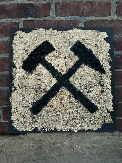 Schlägel und Eisen Wanddekoration Ruhrpott Symbol handgefertigt  Bergbau-Deko aus Steinkohle Geschenk für Ruhrgebiets-Liebhaber Unikat