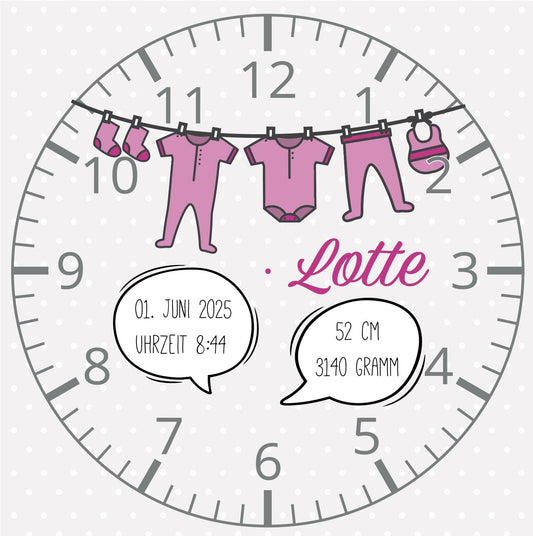 Personaliserte Kinderzimmeruhr Lernuhr Wanduhr fürs Kinderzimmer Geschenk zur Geburt Einschulung oder Geburtstag